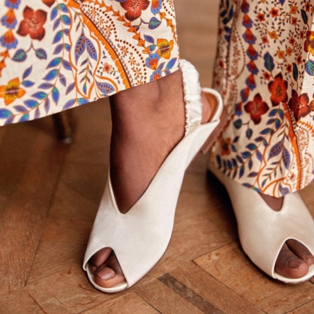 Sezane Low Lou Ballerina Satin Shoes - 5 / 35 - NIB